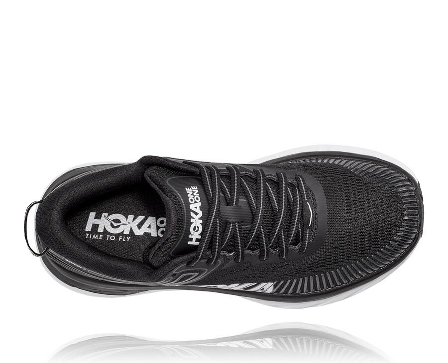 Hoka One One Running Shoes Womens Black/White - Bondi 7 - 16352ZRVW